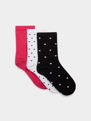 Women's Polka Dot 3-Pack Anklet Socks