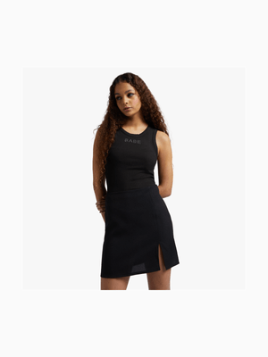Women's Black Slit Mini Skirt