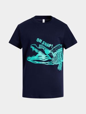 Younger Boy's Navy Graphic Print T-Shirt