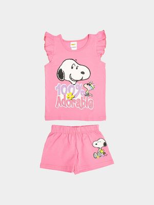 Snoopy Pink Short Sleeve Pj Set