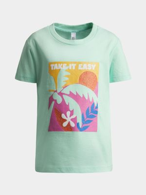 Older Girl's Sea Green Graphic Print T-Shirt