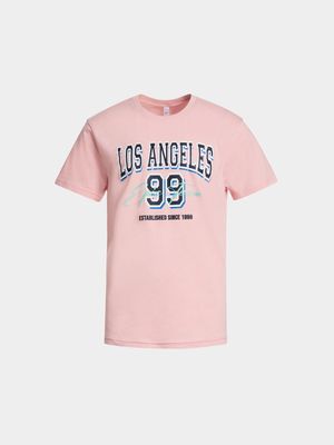 Younger Boy's Pink Graphic Print T-Shirt
