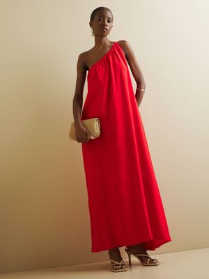 Iconography One Shoulder Maxi Dress Red