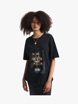 Women's Black 'In My Humble Opinion' Graphic Top