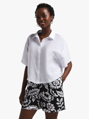 Women's Black & White Floral Print Shorts