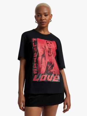 Women's Black 'Red Plastic Love Poster' Graphic Top
