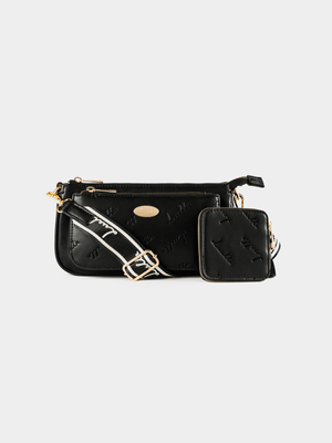 Luella Crossbody Bag with Embossed Logo Print and Removable Pouch