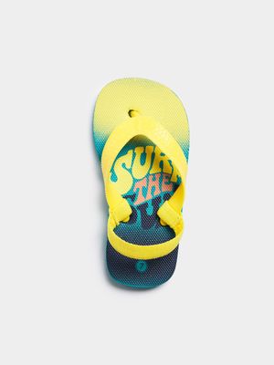 Younger Boy's Yellow & Blue Ombre Flip Flops