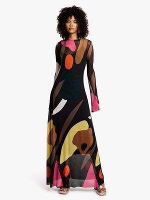 Women's Me&B Multicolour Maxi Printed Plisse Dress