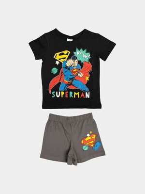 Superman Black Short Sleeve Pj Set