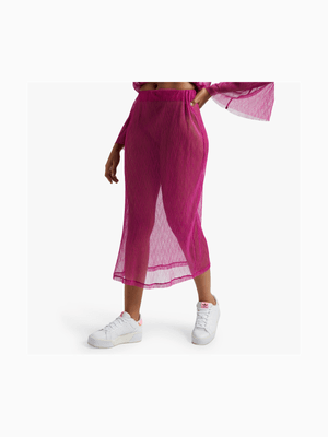 Women's Pink Glam Co-Ord Plisse Midi Skirt