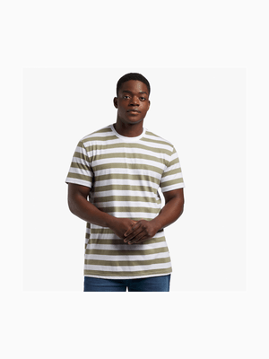 Men's Fatigue & White Striped T-Shirt