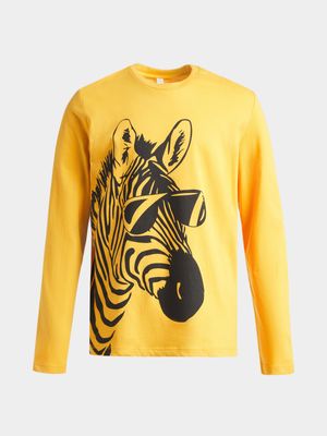 Younger Boy's Yellow Graphic Print T-Shirt