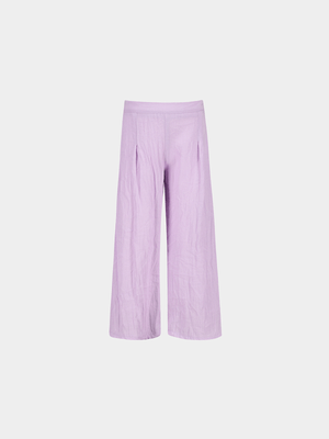 Younger Girls Faux Linen Pleated Pants
