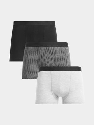Men's Grey & Charchoal 3-Pack Trunks