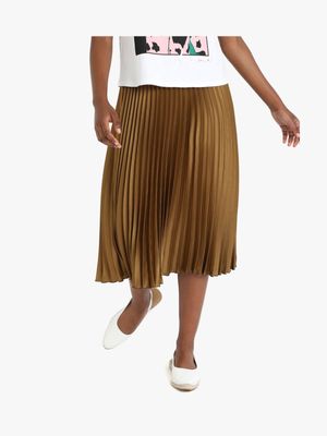 Satin A-Line Pleated Skirt