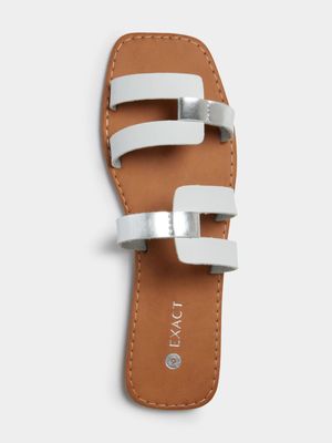 Women's White & Silver Interlinked Sandals