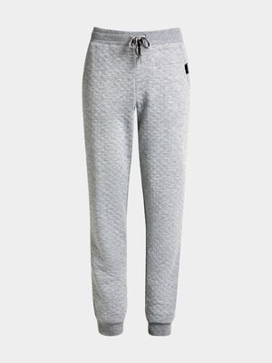 Younger Boy's Grey Quilted Joggers