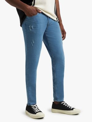 Men's Blue Ice Wash Ripped Skinny jeans