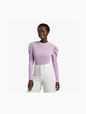 Women's Lilac Puff Sleeve Top