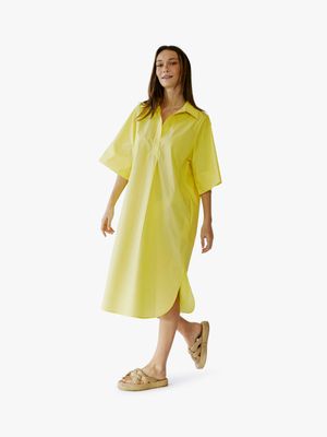 Women's Me&B Yellow Cotton Tunic Shirt Dress