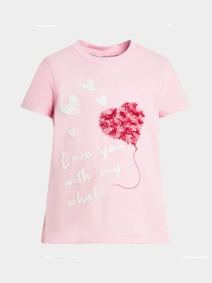 Older Girl's Pink 3D Graphic Print T-Shirt