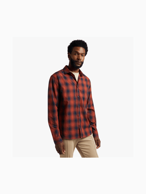 Men's Orange & Navy Check Shirt