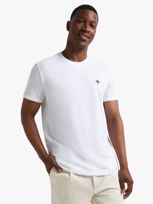 Men's White Embroidered Emblem T-Shirt