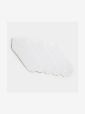 Men's White 5 Pack Trainer Socks