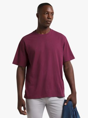 Men's Burgundy Boxy T-Shirt