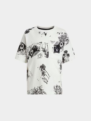 Younger Boys Tropical Print Crew T-Shirt