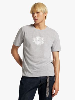 Men's Grey Melange Graphic Print T-Shirt