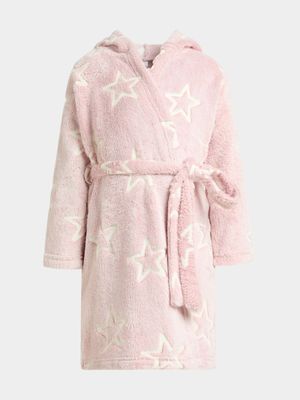 Younger Girl's Pink Star Glow In The Dark Gown