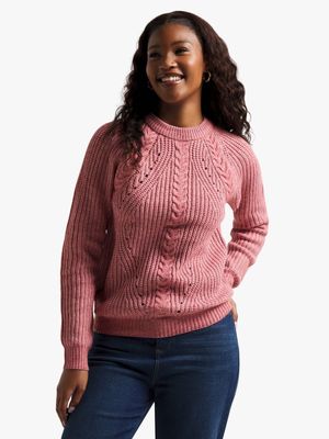 Women's Dark Pink Cable Knit Jersey