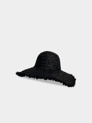 Women's Me&B Black Big Straw Hat