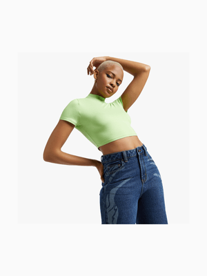 Women's Lime Copped Turtleneck Top
