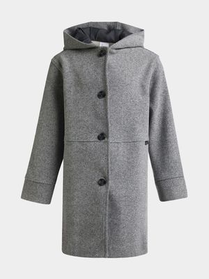 Girls Hooded Melton Coat