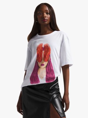 Women's White 'Fire Shades' Graphic Top