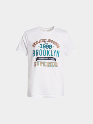 Younger Boy's White Graphic Print T-Shirt