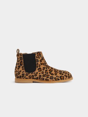 Younger Girl's Animal Print Chelsea Boots