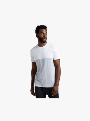 Men's White & Grey Colourblock T-Shirt