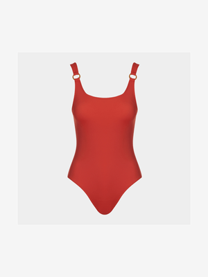 Women's Granadilla Swim Sunset Red O-Ring One Piece Swimsuit