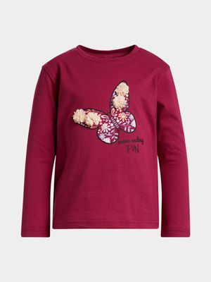 Younger Girl's Plum Graphic Print T-Shirt
