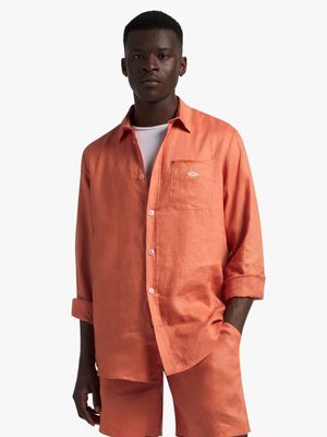 Men's Ikonic Legend Orange Linen Shirt
