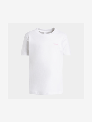 Younger Girl's White Basic T-Shirt