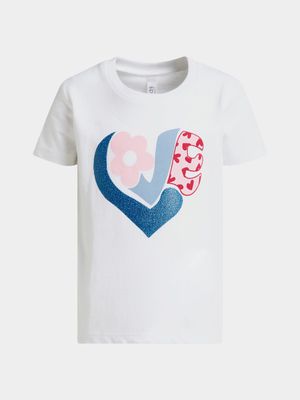 Older Girl's White Graphic Print T-Shirt