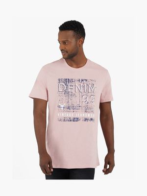 Men's Pink Graphic Print T-Shirt