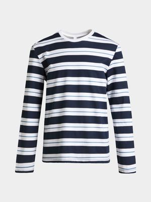 Younger Boy's Blue & White Striped T-Shirt