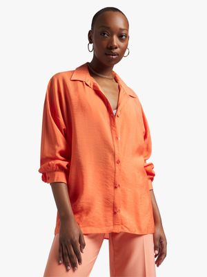 Laundered Satin Relaxed Fit Shirt