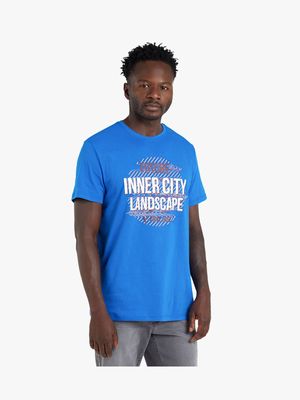 Men's Blue Graphic Print T-Shirt